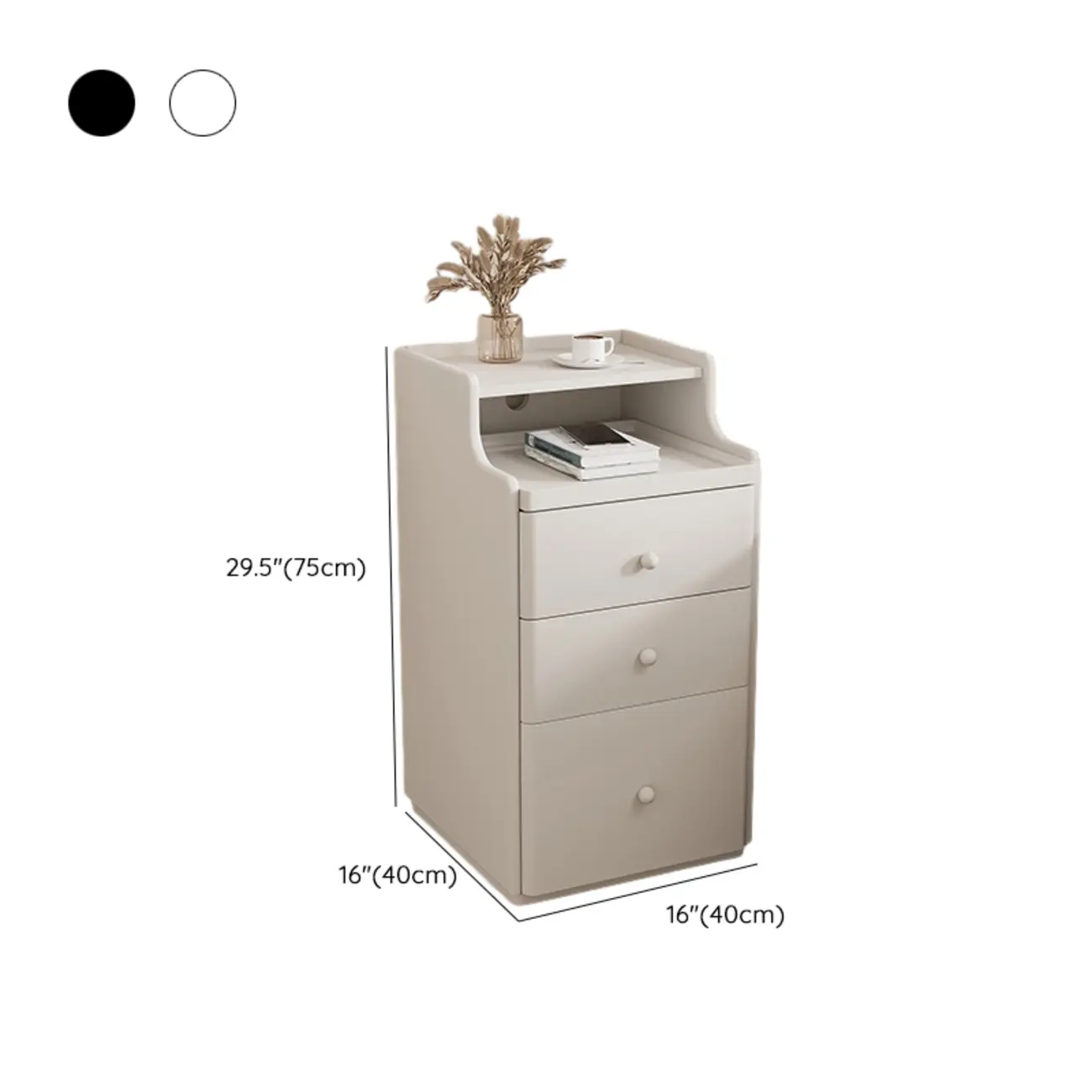 Multi-Function White Wood Storage Narrow Nightstand Image - 27 | homeyfad