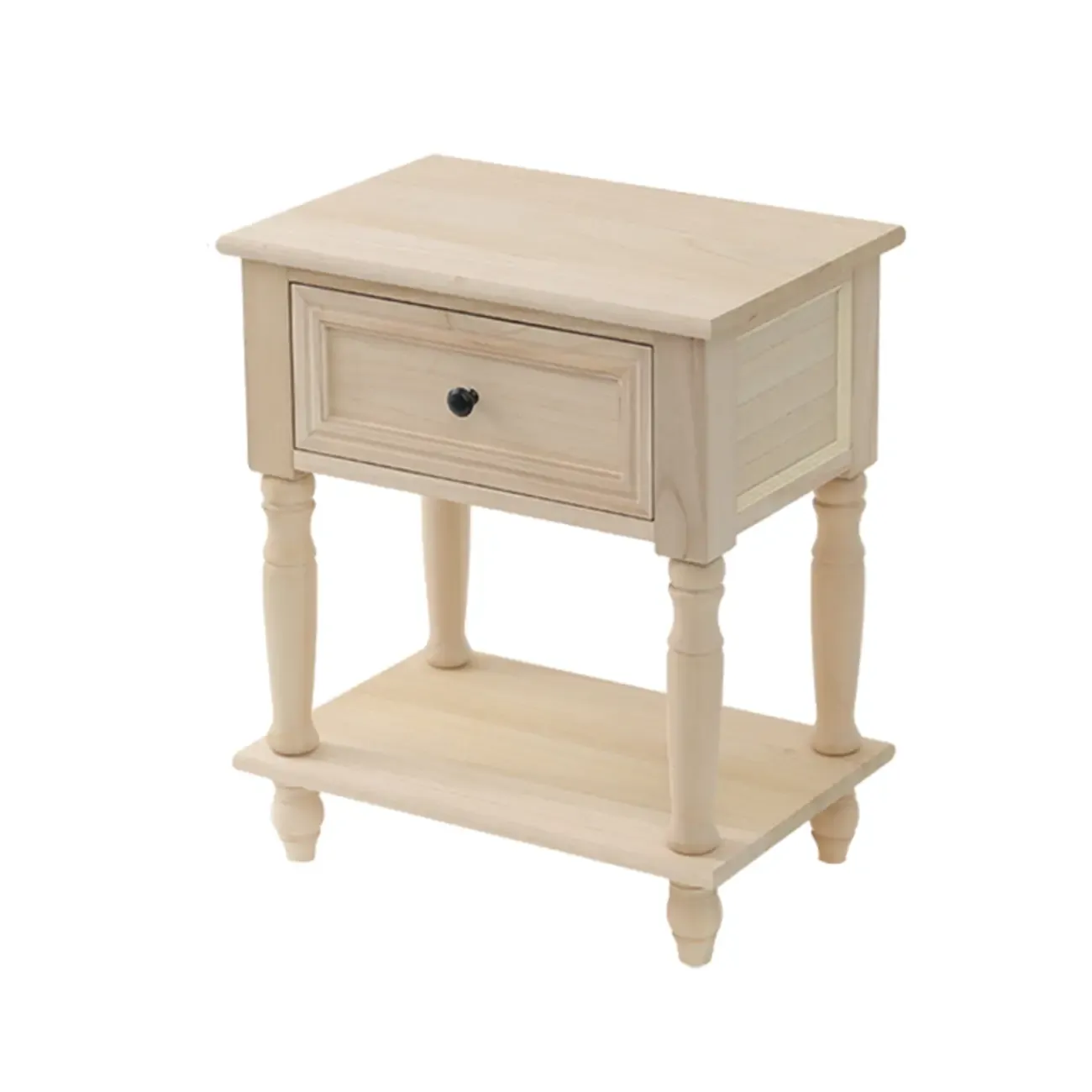 Compact White Wood Single Drawer Nightstand with Shelf Image - 14