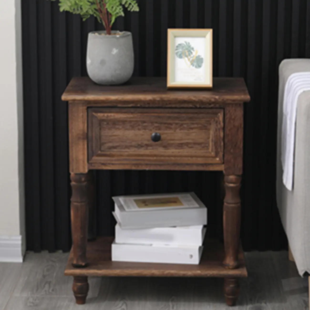Traditional Wood Nightstand with Drawers | homeyfad