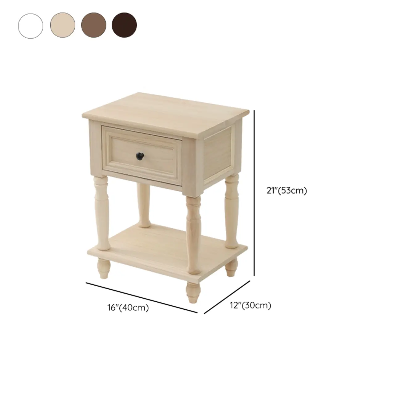 Compact White Wood Single Drawer Nightstand with Shelf #size | homeyfad