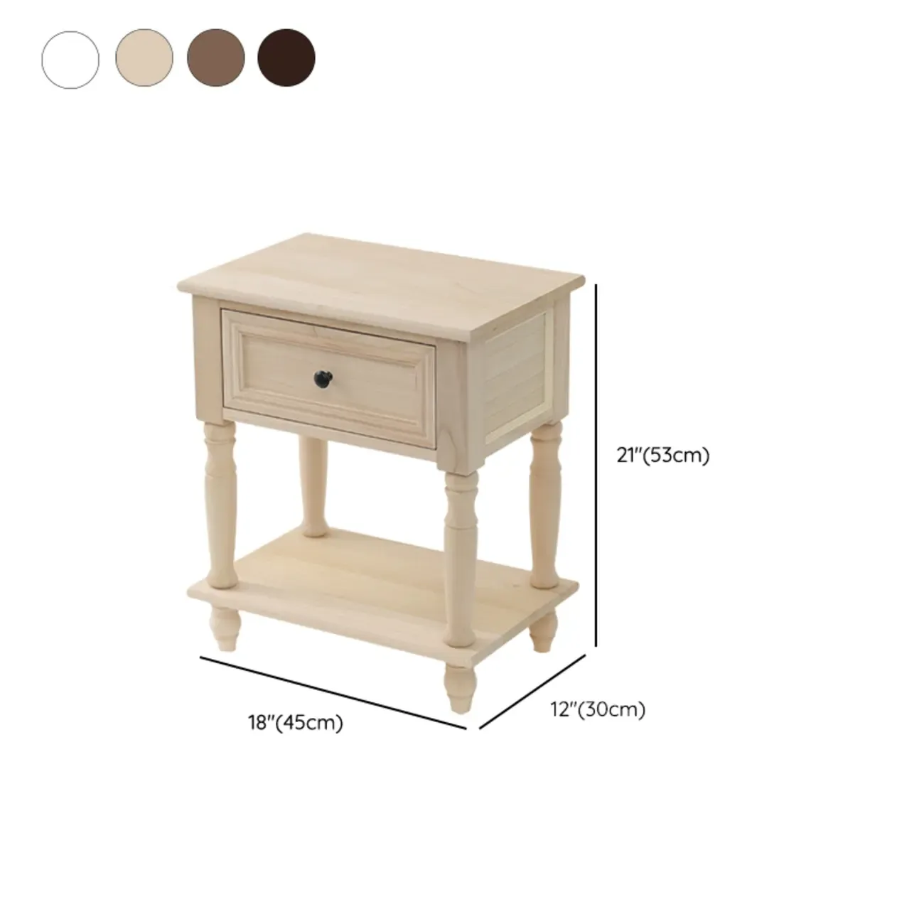 Compact White Wood Single Drawer Nightstand with Shelf Image - 13
