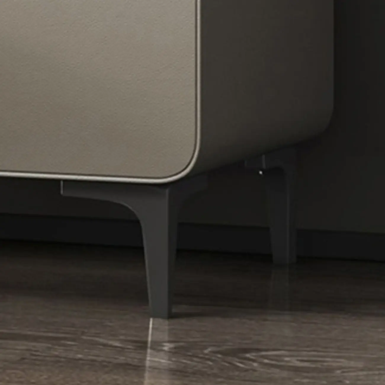 Freestanding Leather Arched Edge White Nightstand with Drawers Image - 13 | homeyfad