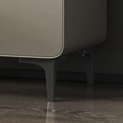 Freestanding Leather Arched Edge White Nightstand with Drawers Image - 13