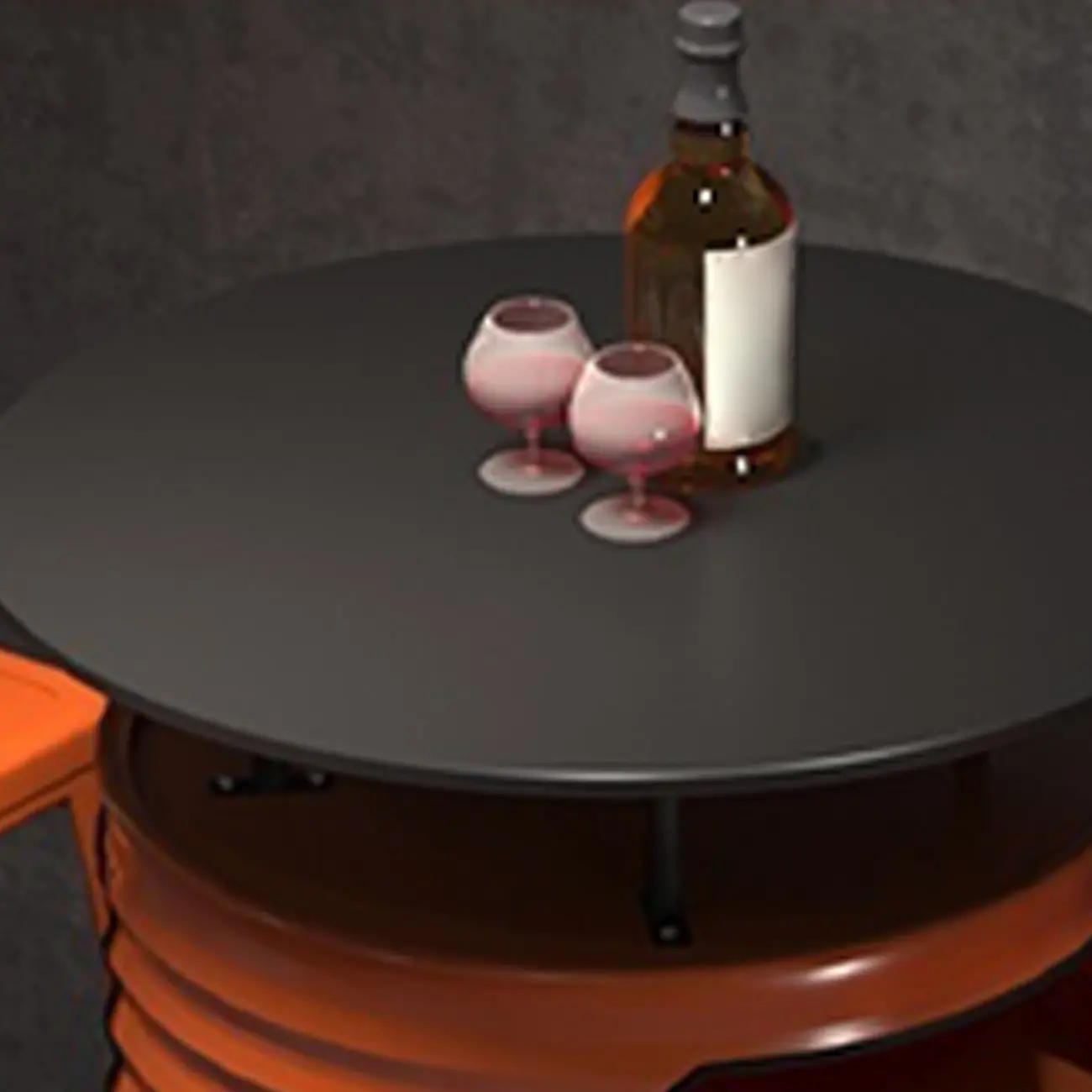 Industrial Black Orange Metal Drum Storage Bar Tables Image - 7 | homeyfad