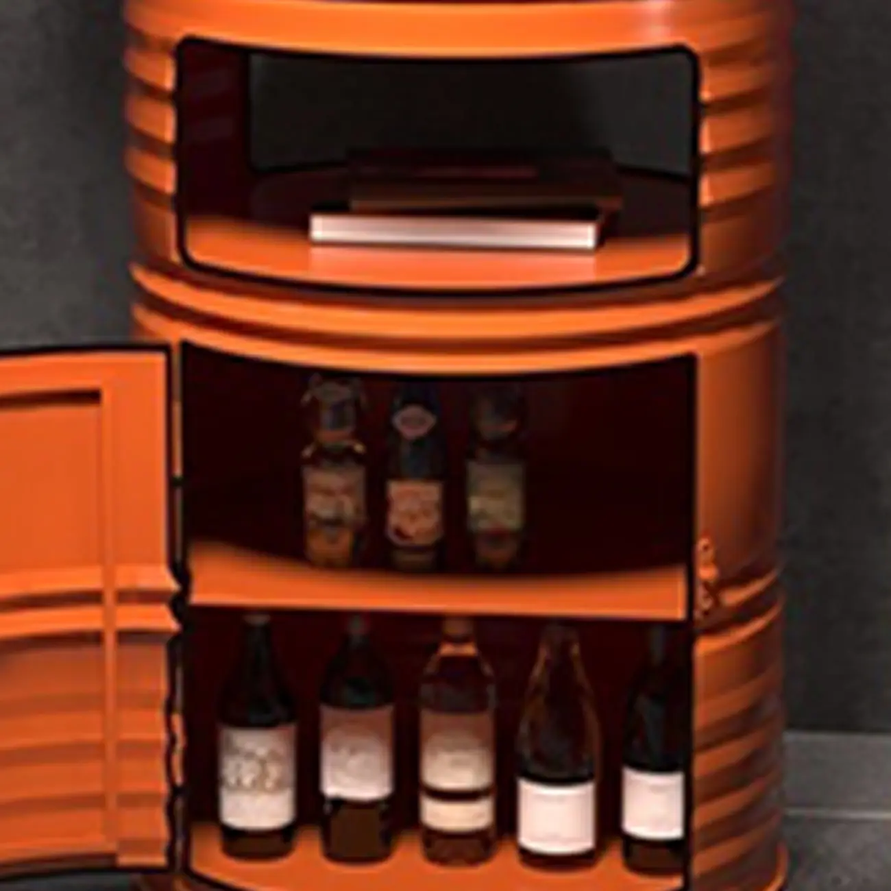 Industrial Black Orange Metal Drum Storage Bar Tables Image - 9 | homeyfad