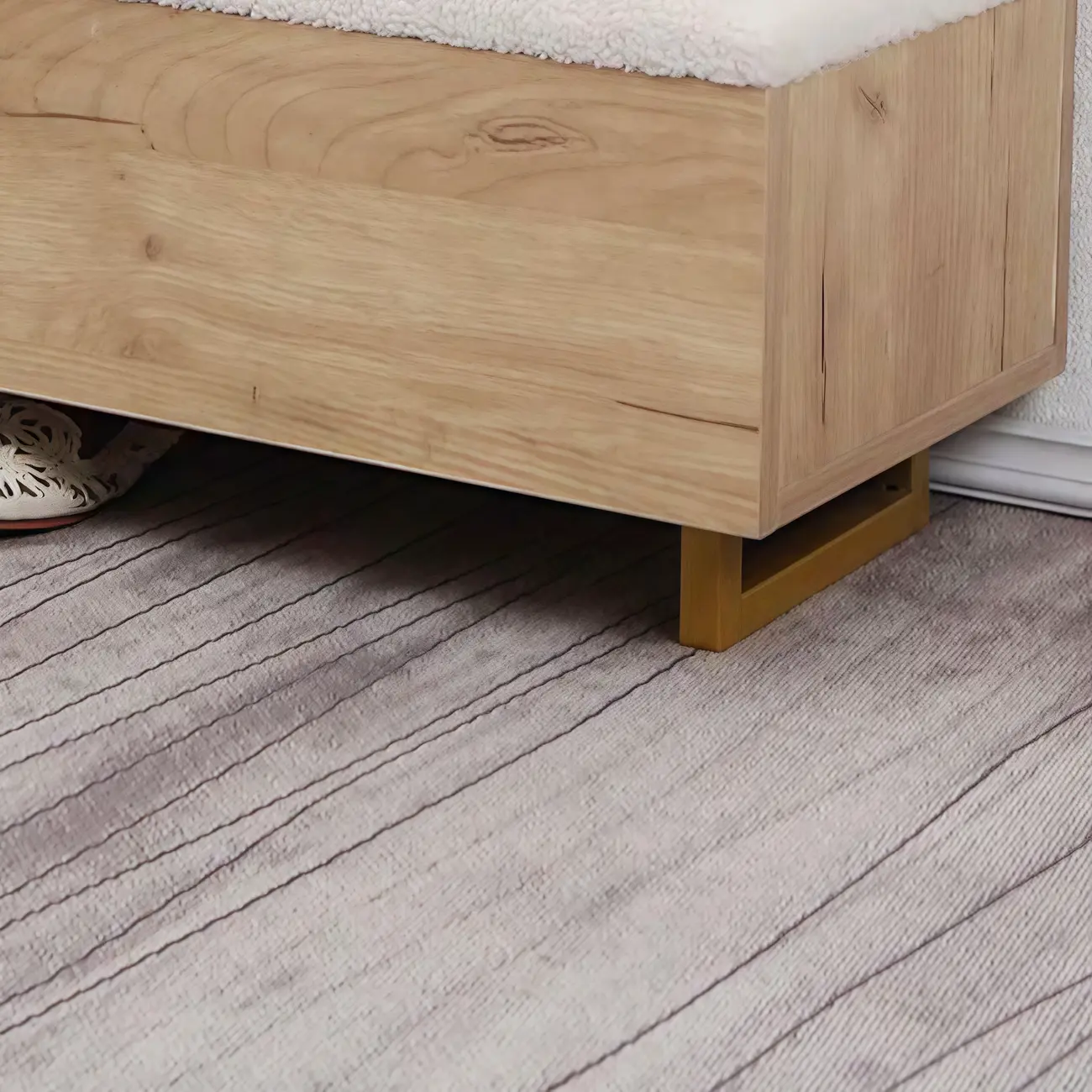 Scandinavian Solid Wood Flip-Top Shoe Storage Bench with Cushion Image - 5 | homeyfad