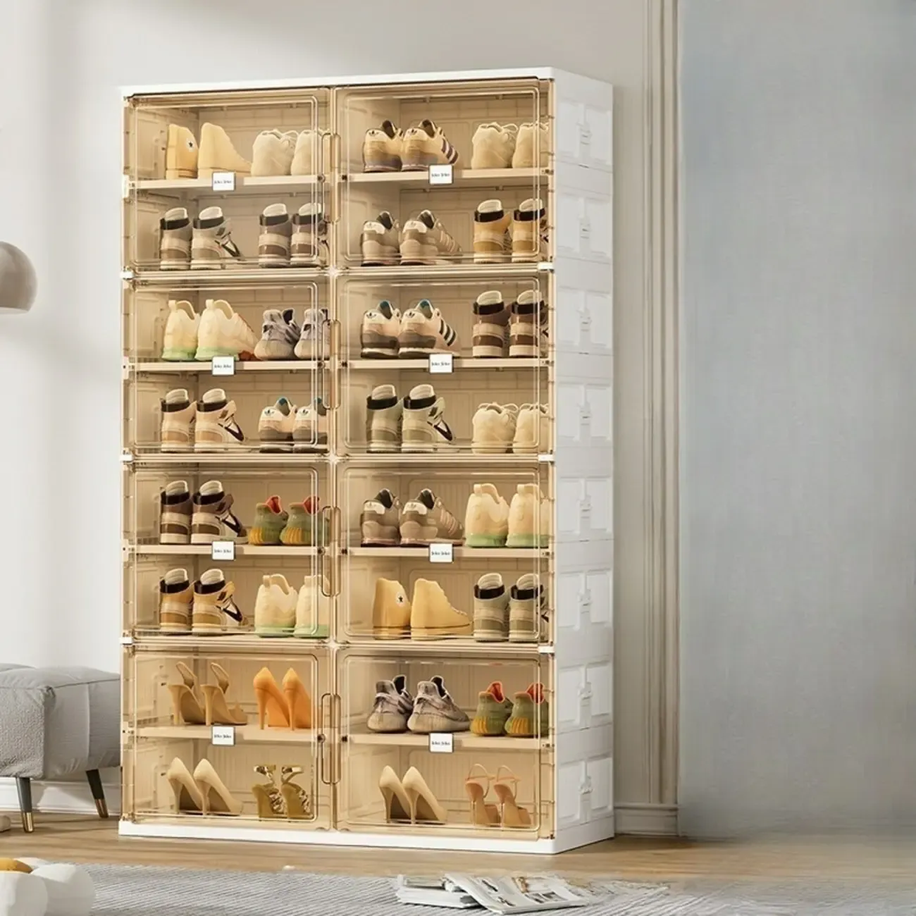 Glam White Plastic Stackable Shoe Organizer for Closet Image - 14