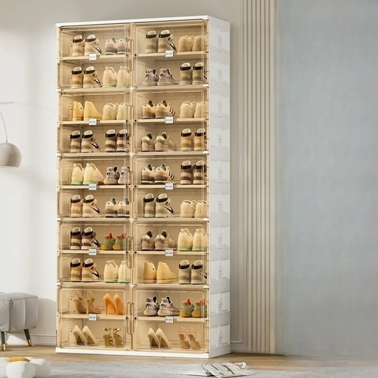 Glam White Plastic Stackable Shoe Organizer for Closet Image - 10