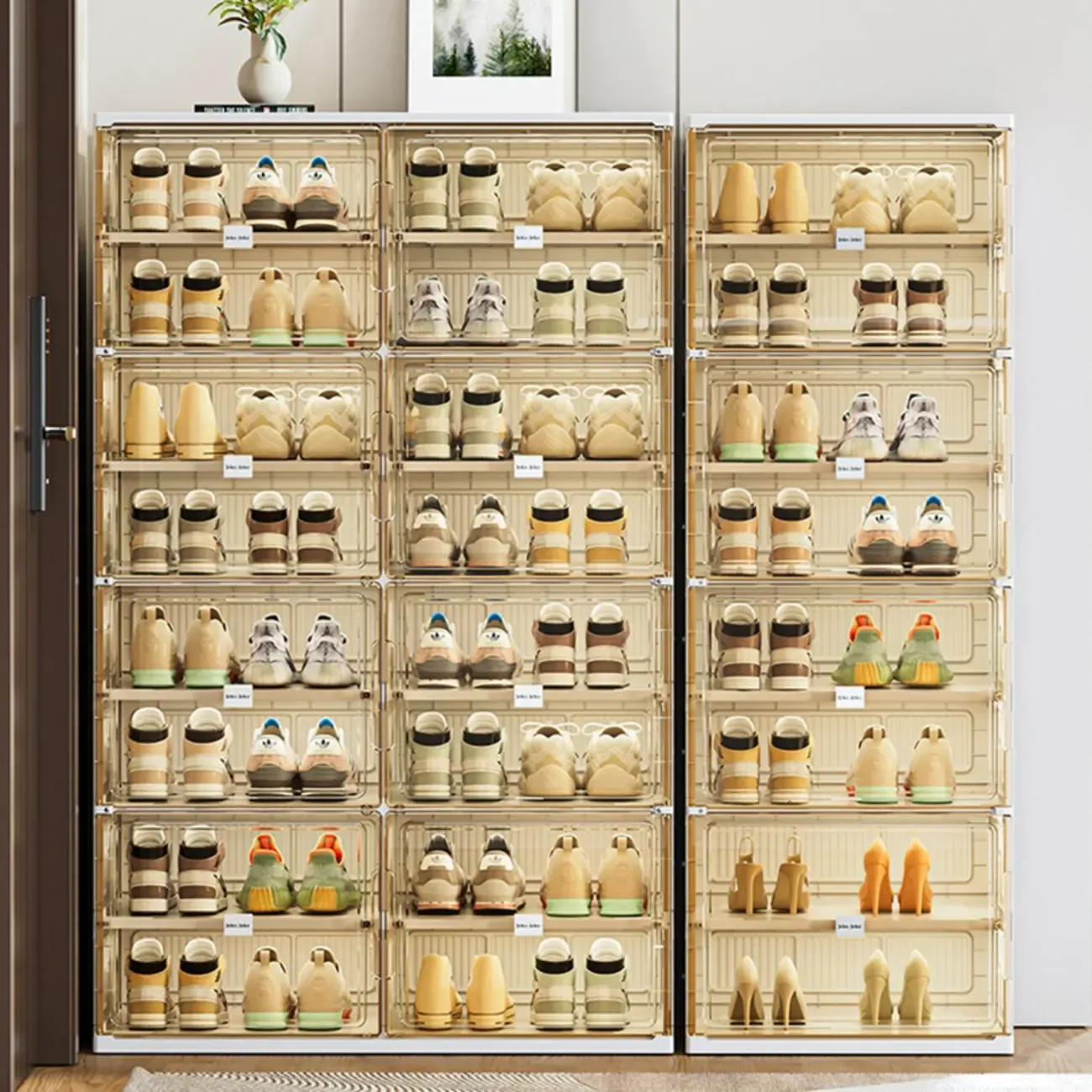 Glam White Plastic Stackable Shoe Organizer for Closet Image - 12