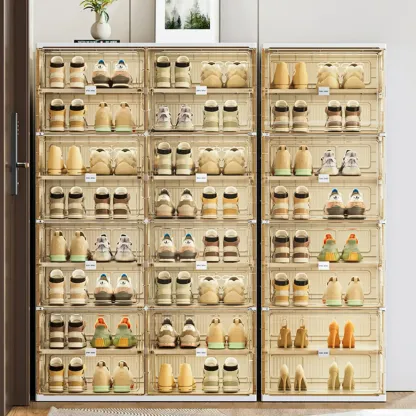 Glam White Plastic Stackable Shoe Organizer for Closet Image - 12