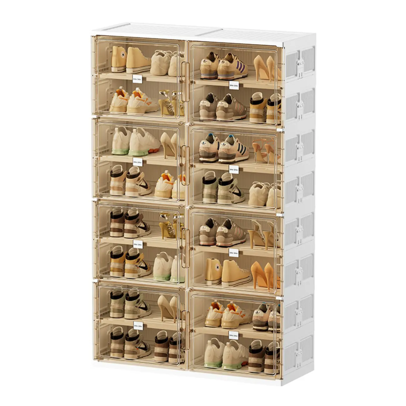 Glam White Plastic Stackable Shoe Organizer for Closet Image - 19 | homeyfad