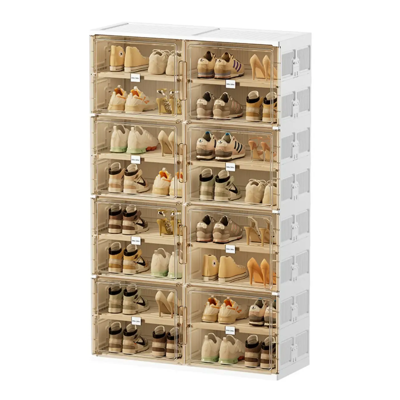 Glam White Plastic Stackable Shoe Organizer for Closet Image - 19