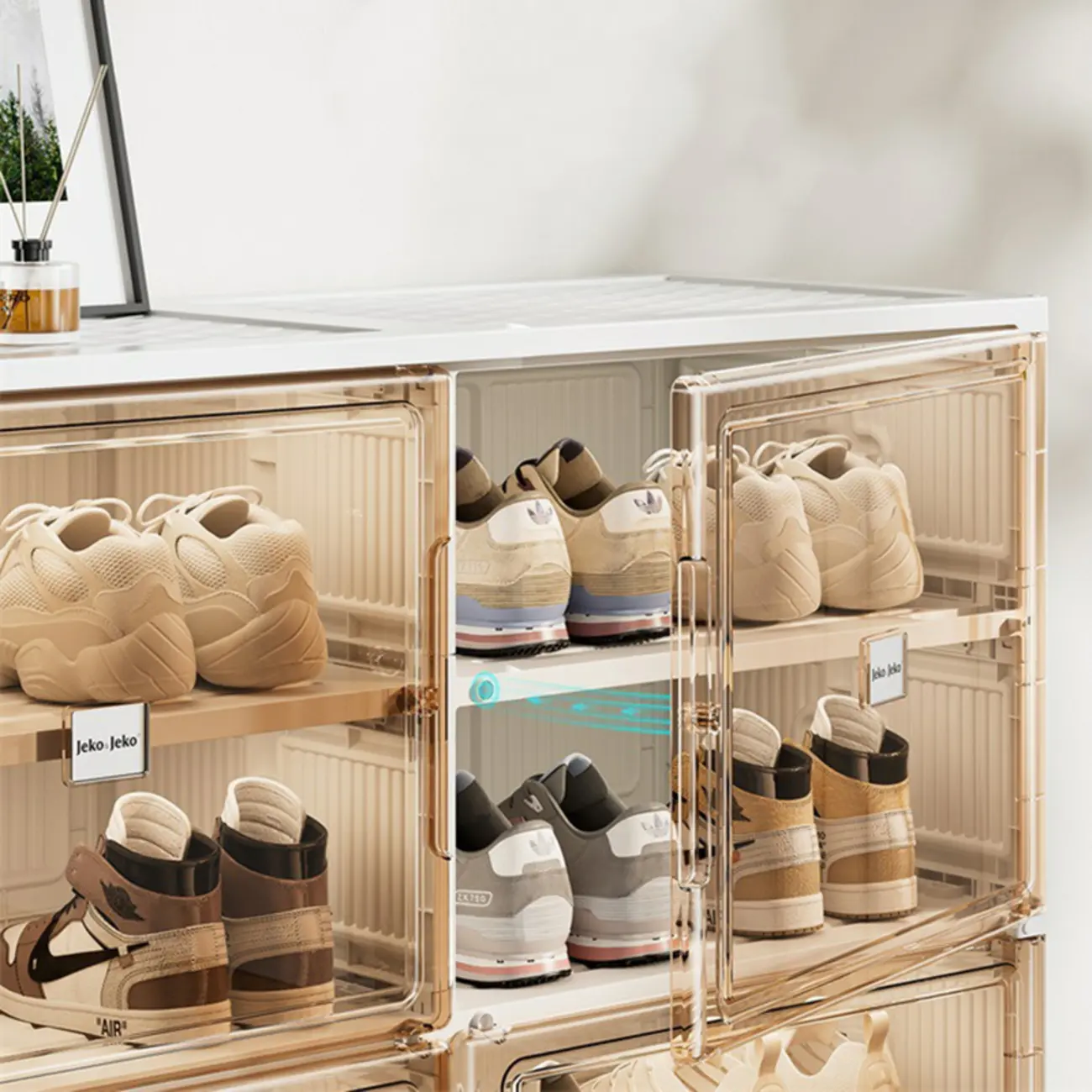 Glam White Plastic Stackable Shoe Organizer for Closet Image - 11 | homeyfad