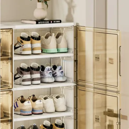 Glam White Plastic Stackable Shoe Organizer for Closet Image - 8