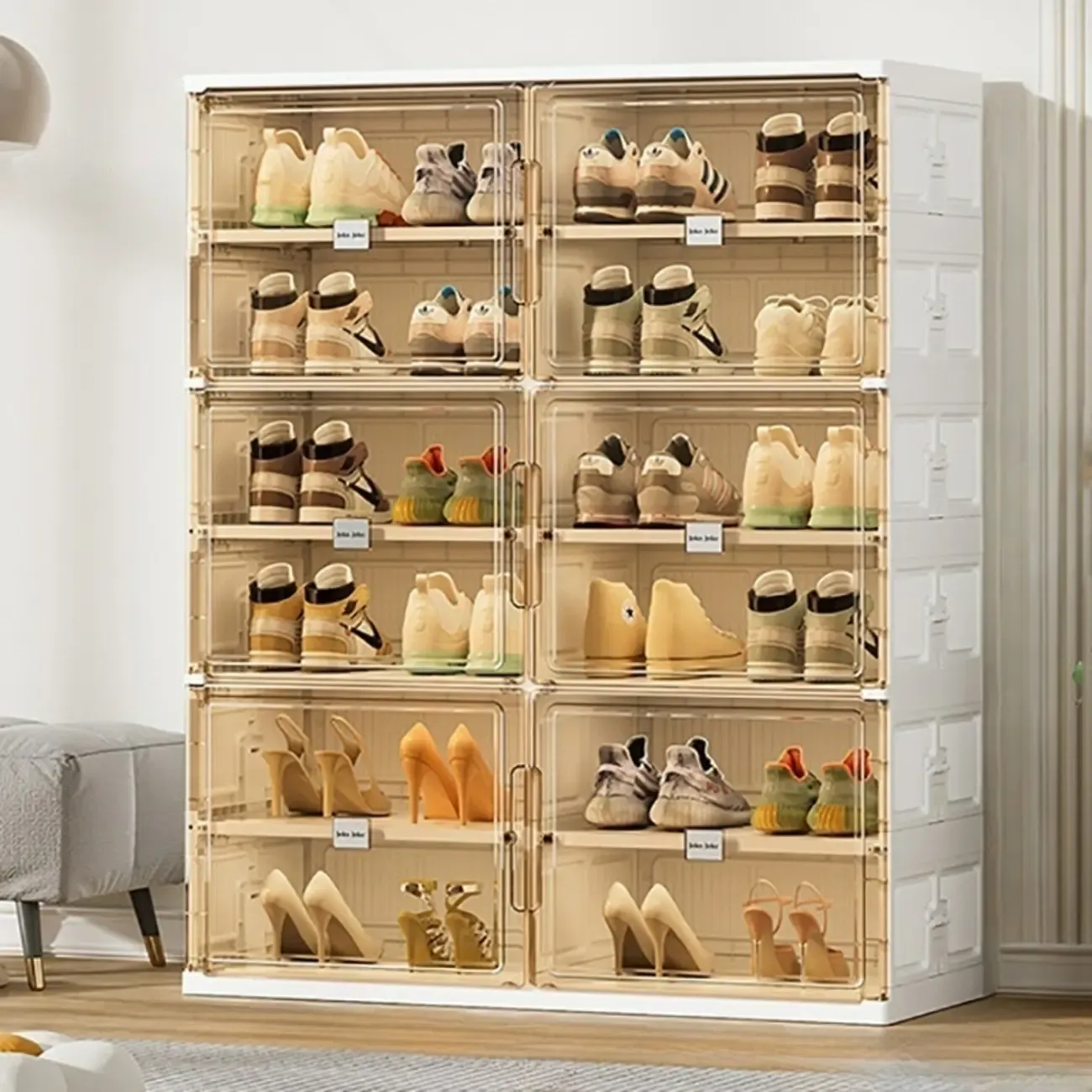 Glam White Plastic Stackable Shoe Organizer for Closet Image - 16