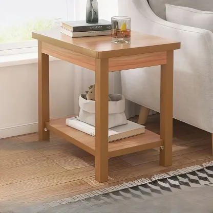 Minimalist Black Wood End Table with Storage for Living Room Image - 21