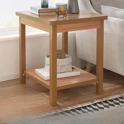 Minimalist Black Wood End Table with Storage for Living Room Image - 2