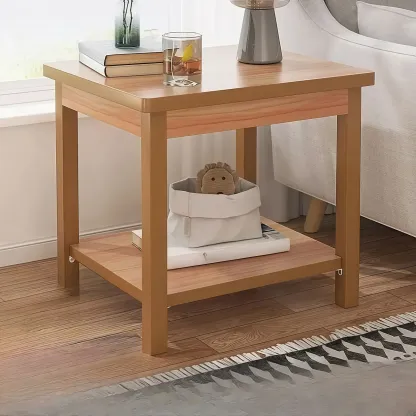 Minimalist Black Wood End Table with Storage for Living Room Image - 22