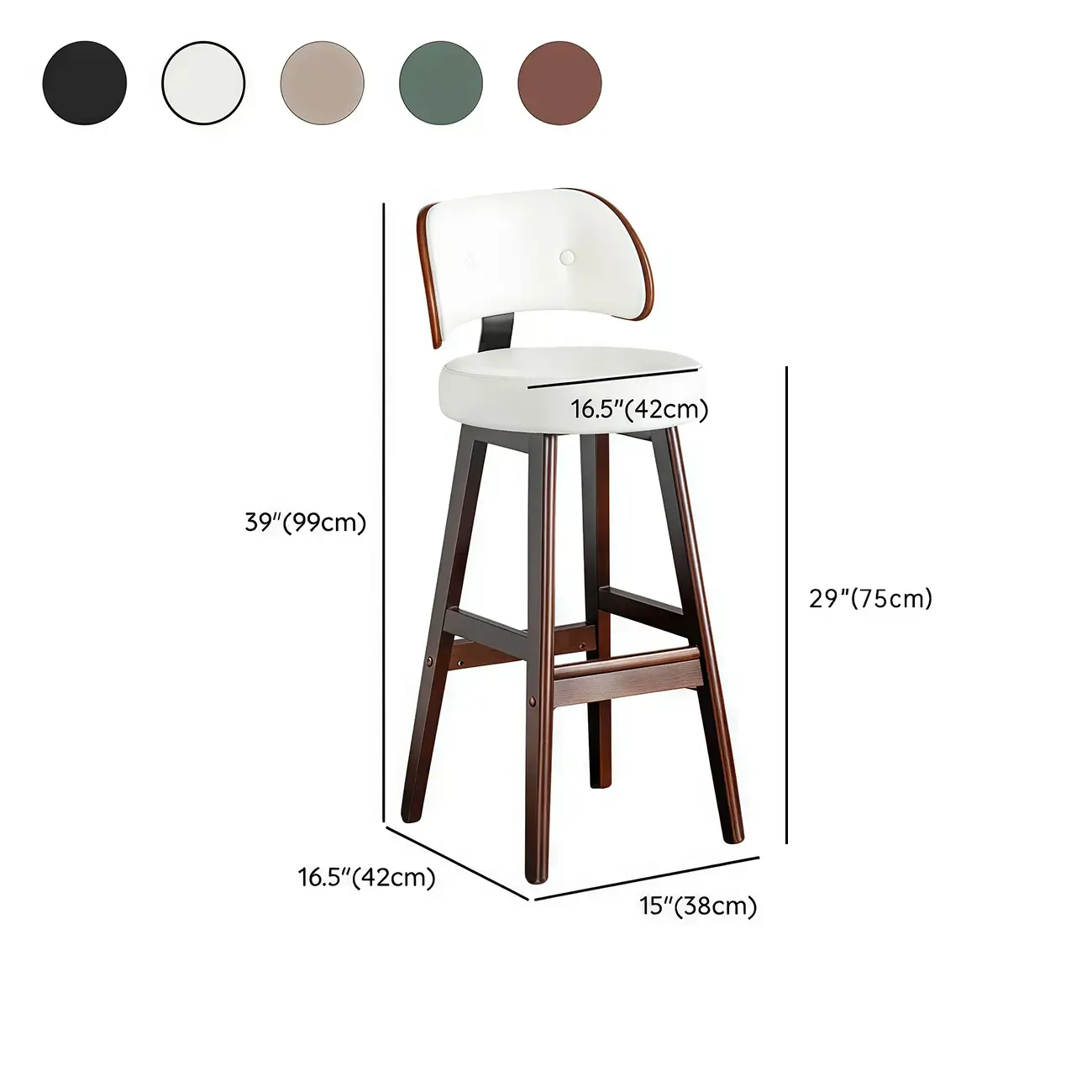 Modern Wood Upholstered Bar Stools with Back Image - 17