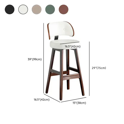 Modern Wood Upholstered Bar Stools with Back Image - 17