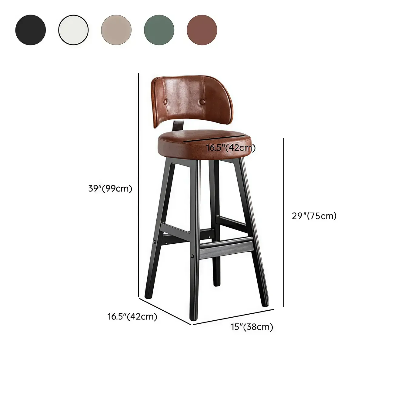 Modern Wood Upholstered Bar Stools with Back Image - 18