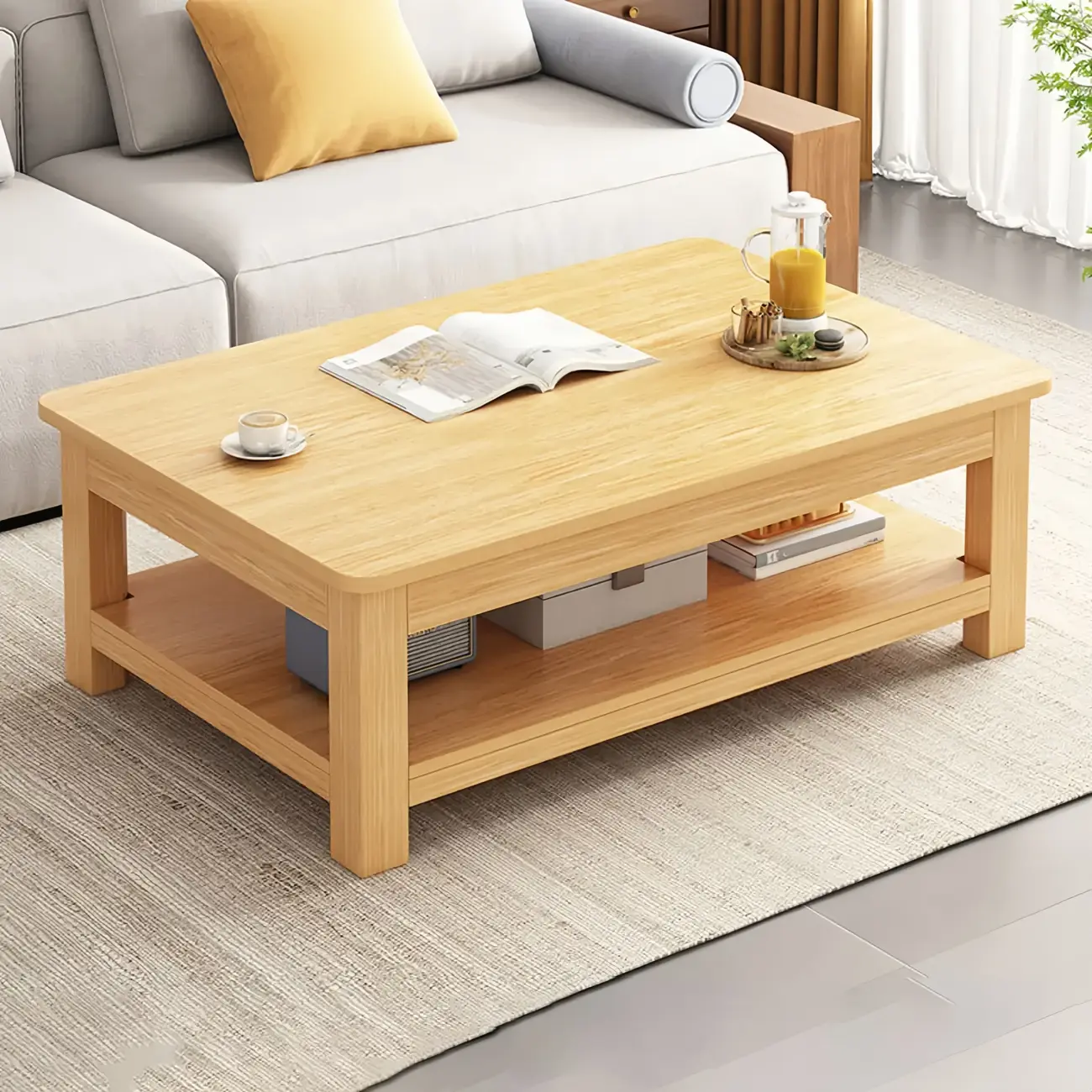 Minimalist Black Wood End Table with Storage for Living Room Image - 11 | homeyfad