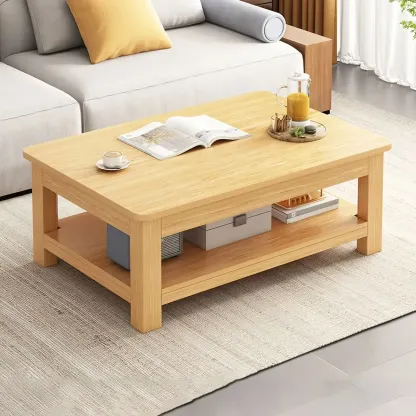 Minimalist Black Wood End Table with Storage for Living Room Image - 20