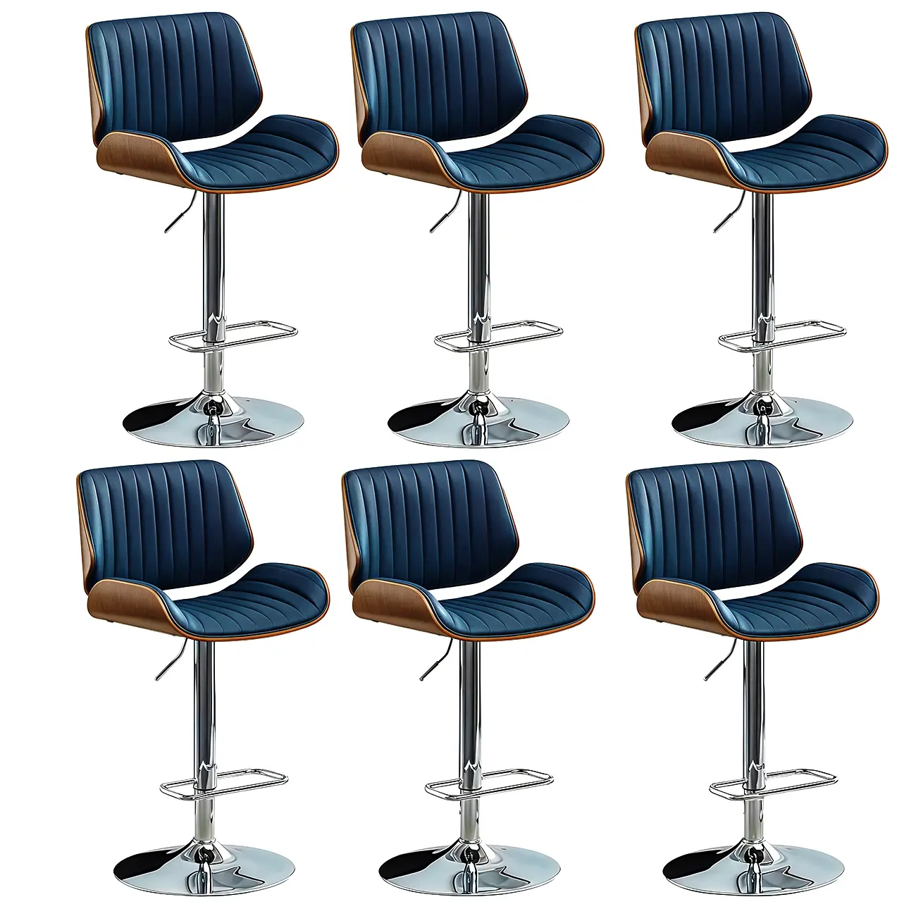 Elegant Wood Leather Red Swivel Adjustable Bar Stool Image - 46 | homeyfad