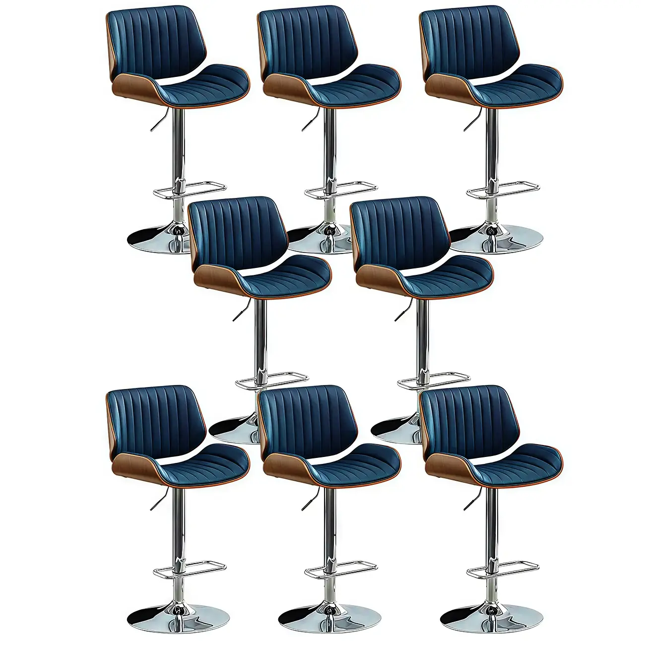 Elegant Wood Leather Red Swivel Adjustable Bar Stool Image - 48 | homeyfad