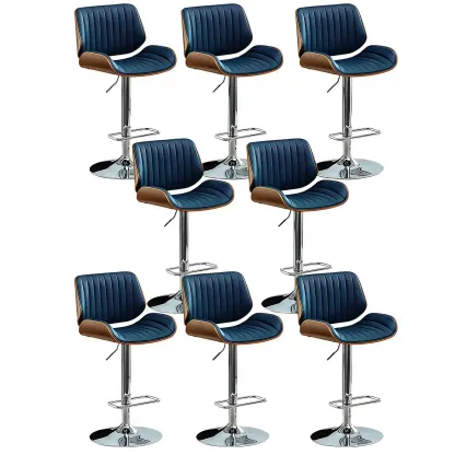 Elegant Wood Leather Red Swivel Adjustable Bar Stool Image - 48