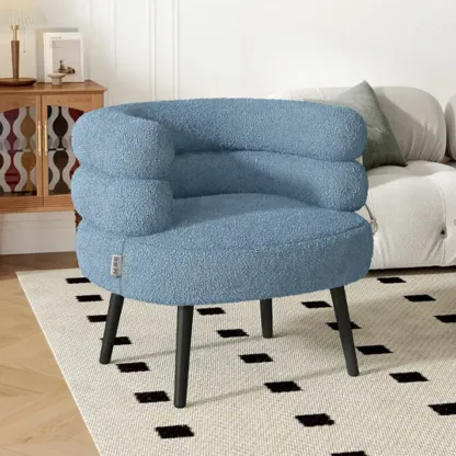Classic Sherpa Accent Chair with Mid-Back for Living Room Image - 6