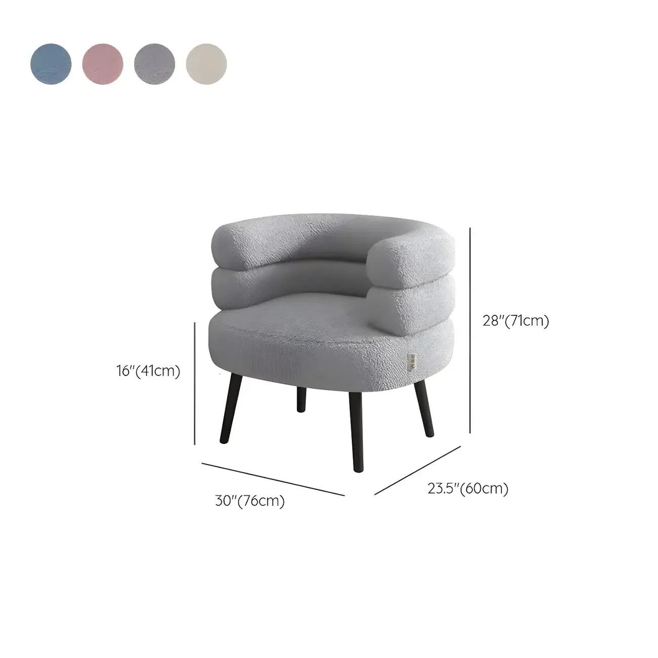Classic Sherpa Accent Chair with Mid-Back for Living Room #size