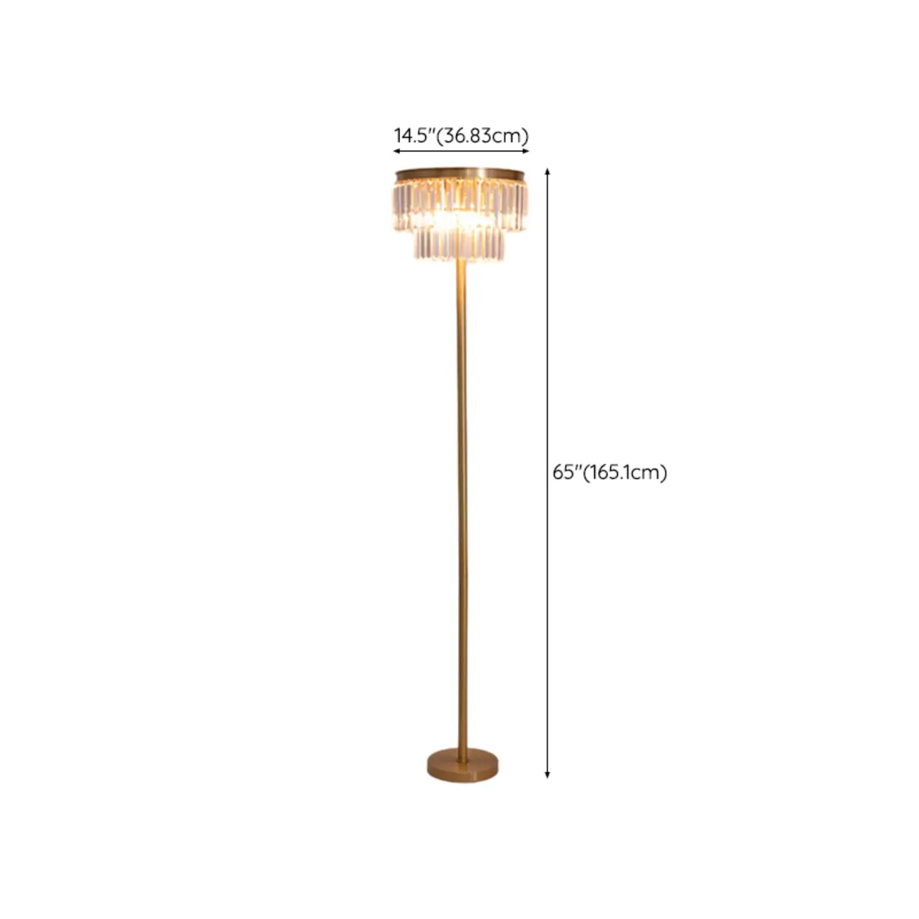 Traditional Gold Crystal Floor Lamp for Living Room #size