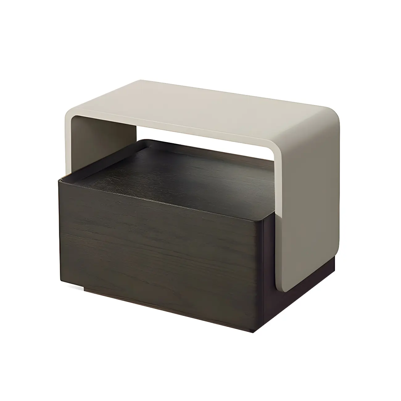 Rectangular Black Wood Open Drawer Storage Nightstand Image - 7 | homeyfad