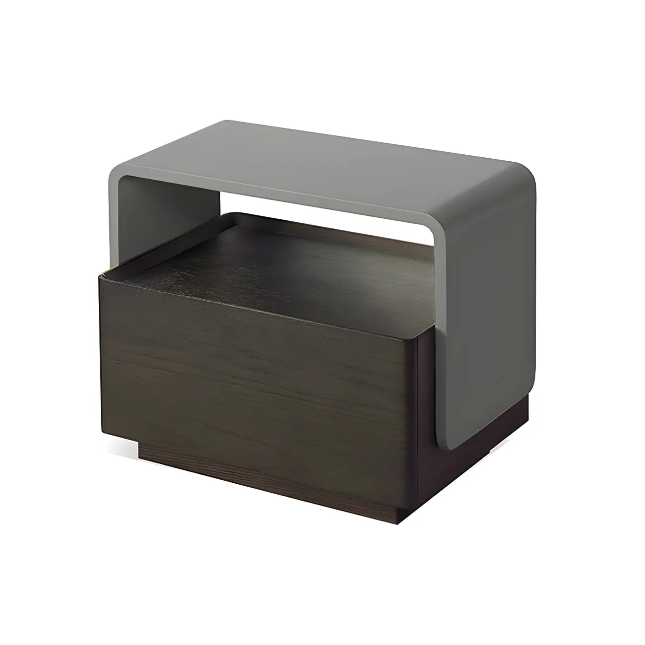 Rectangular Black Wood Open Drawer Storage Nightstand Image - 8 | homeyfad