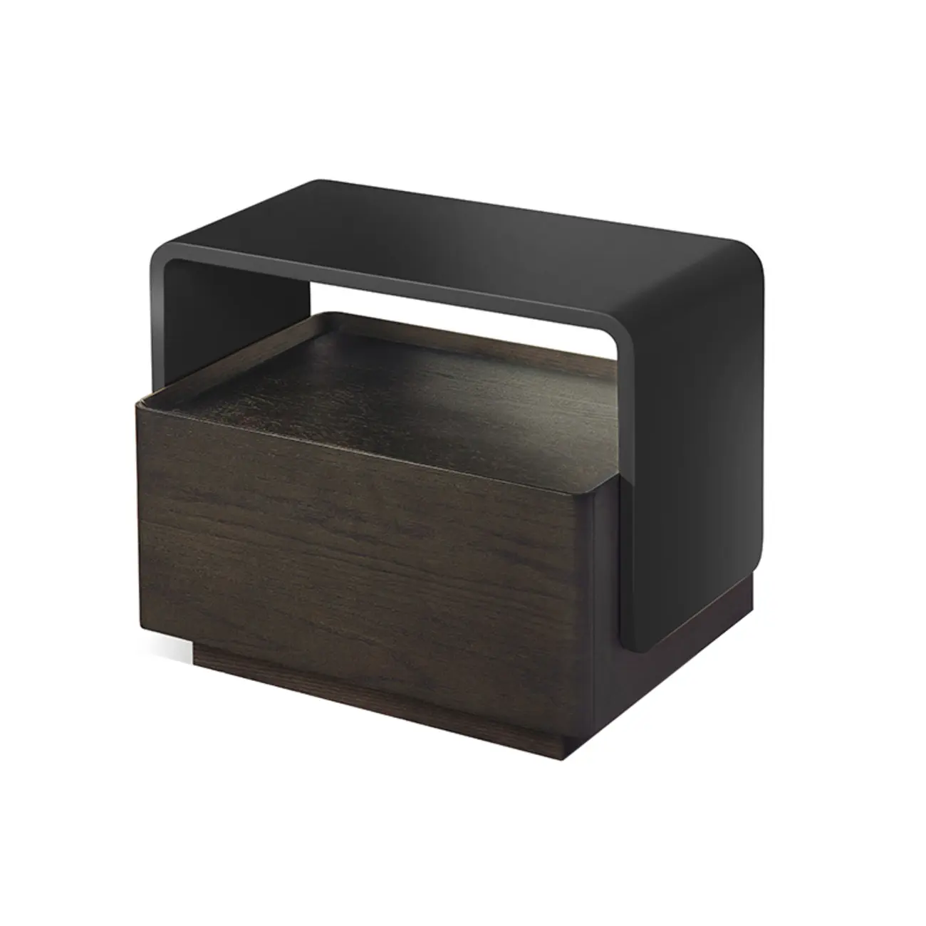 Rectangular Black Wood Open Drawer Storage Nightstand Image - 9 | homeyfad