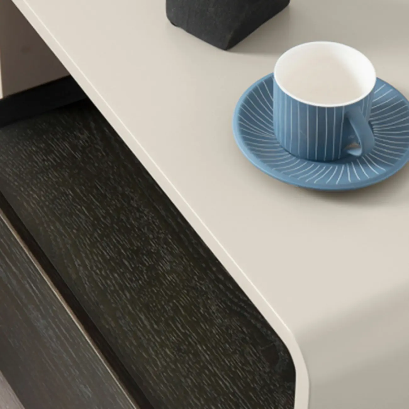 Rectangular Black Wood Open Drawer Storage Nightstand Image - 12 | homeyfad