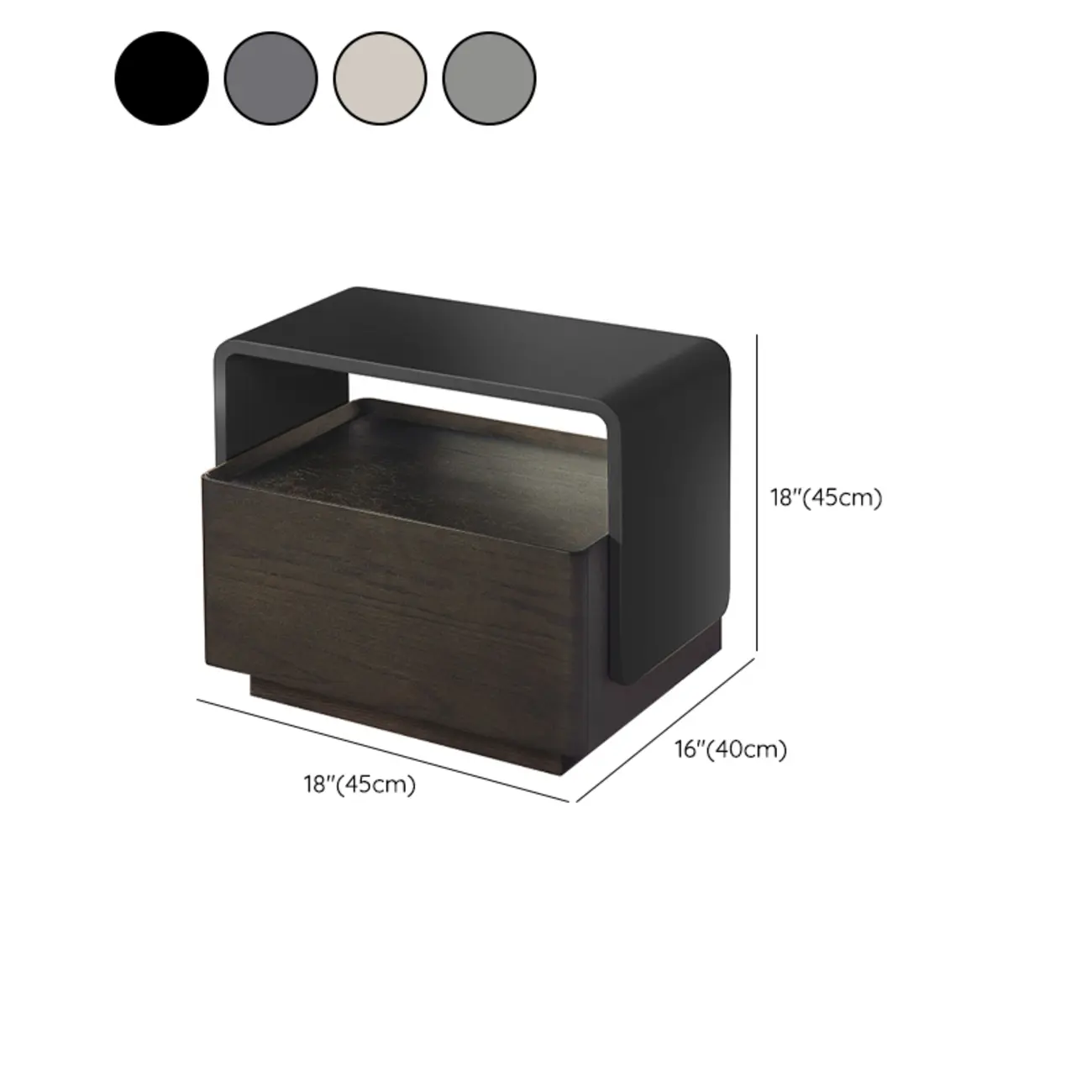 Rectangular Black Wood Open Drawer Storage Nightstand #size | homeyfad