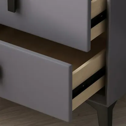 Narrow 3-Drawers Glass Top Wooden Nightstand with Light Image - 6