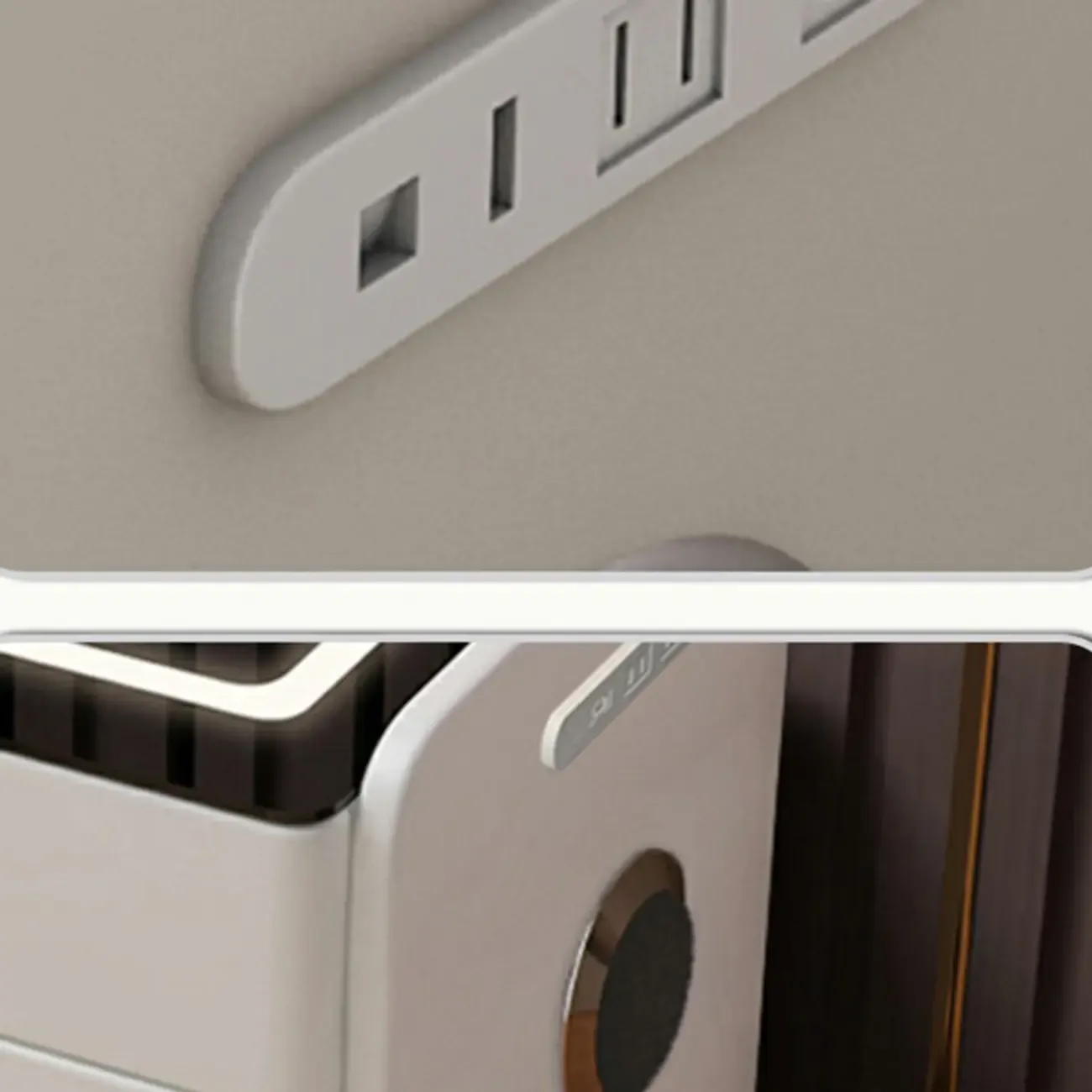 Narrow 3-Drawers Glass Top Wooden Nightstand with Light Image - 7