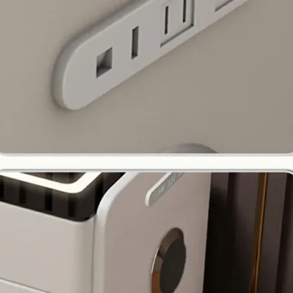 Narrow 3-Drawers Glass Top Wooden Nightstand with Light Image - 7