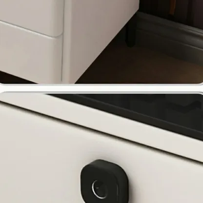 Narrow 3-Drawers Glass Top Wooden Nightstand with Light Image - 8