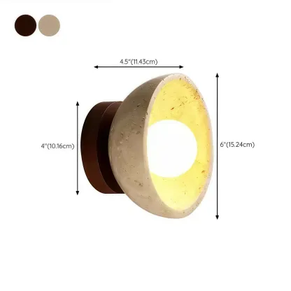Rustic Stone Shade Adjustable Wooden Swing Arm Wall Light Image - 14