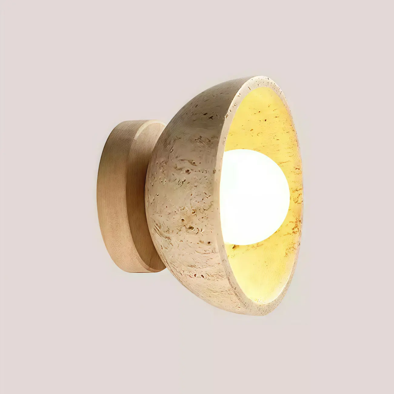 Rustic Stone Shade Adjustable Wooden Swing Arm Wall Light Image - 10 | homeyfad