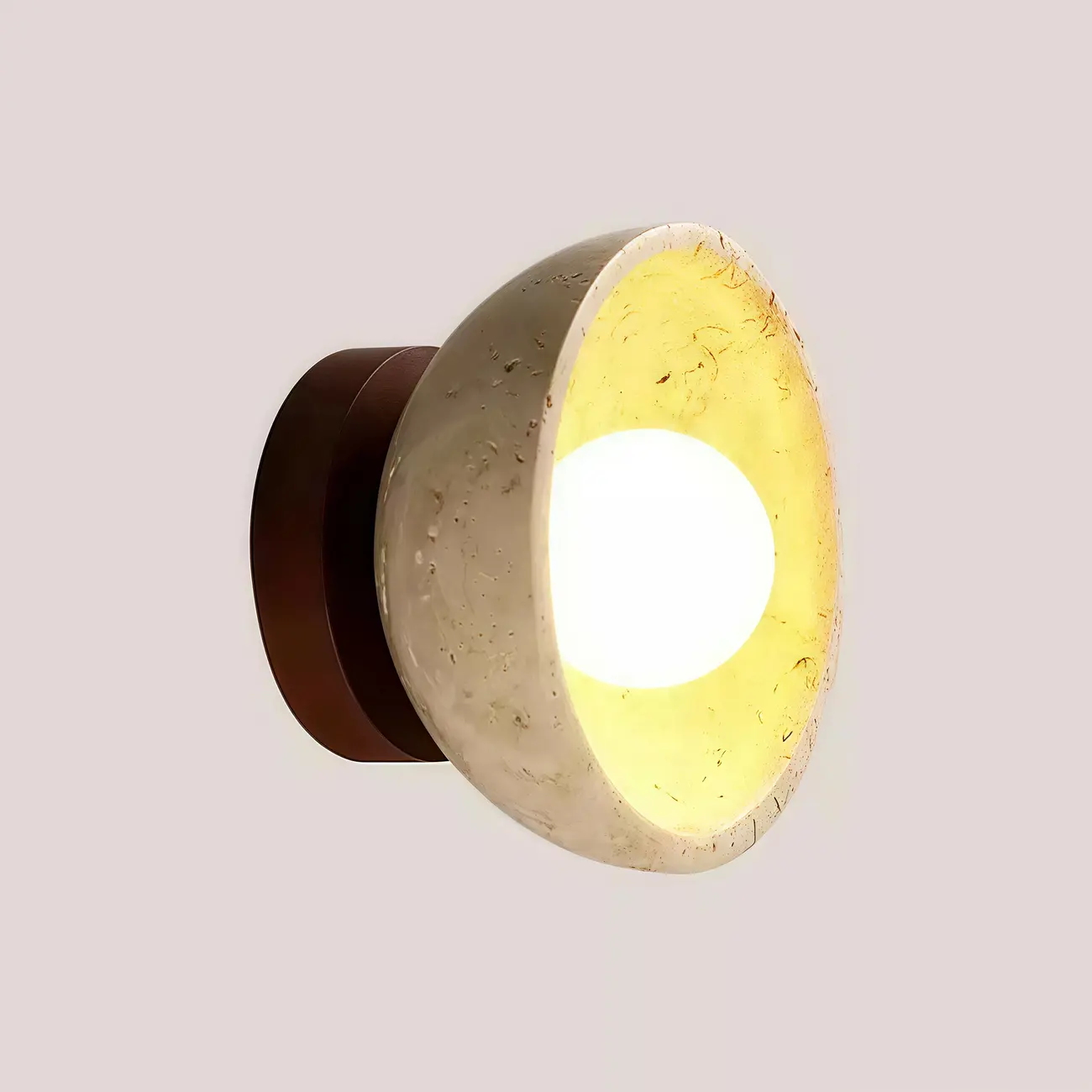 Rustic Stone Shade Adjustable Wooden Swing Arm Wall Light Image - 11 | homeyfad