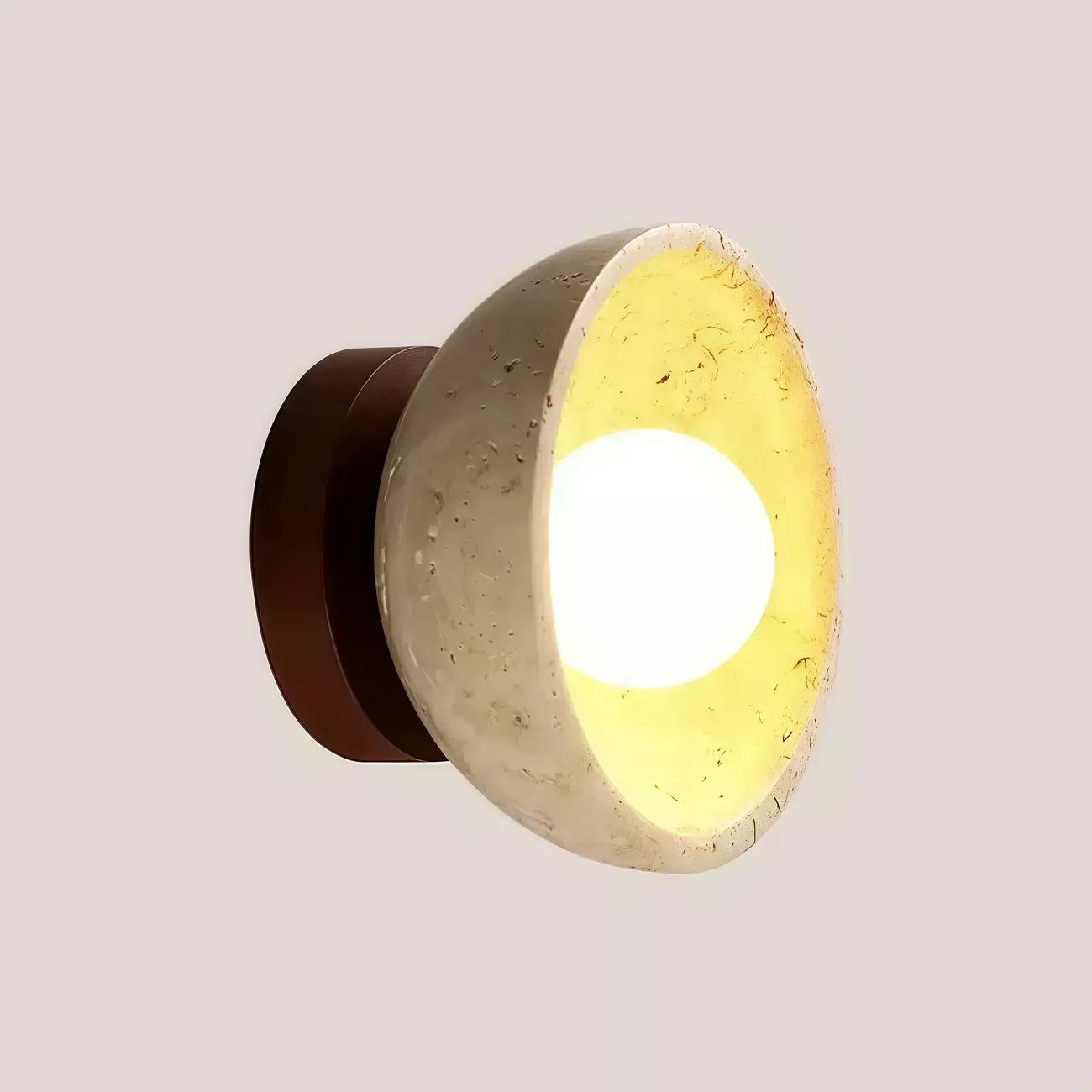 Rustic Stone Shade Adjustable Wooden Swing Arm Wall Light Image - 11