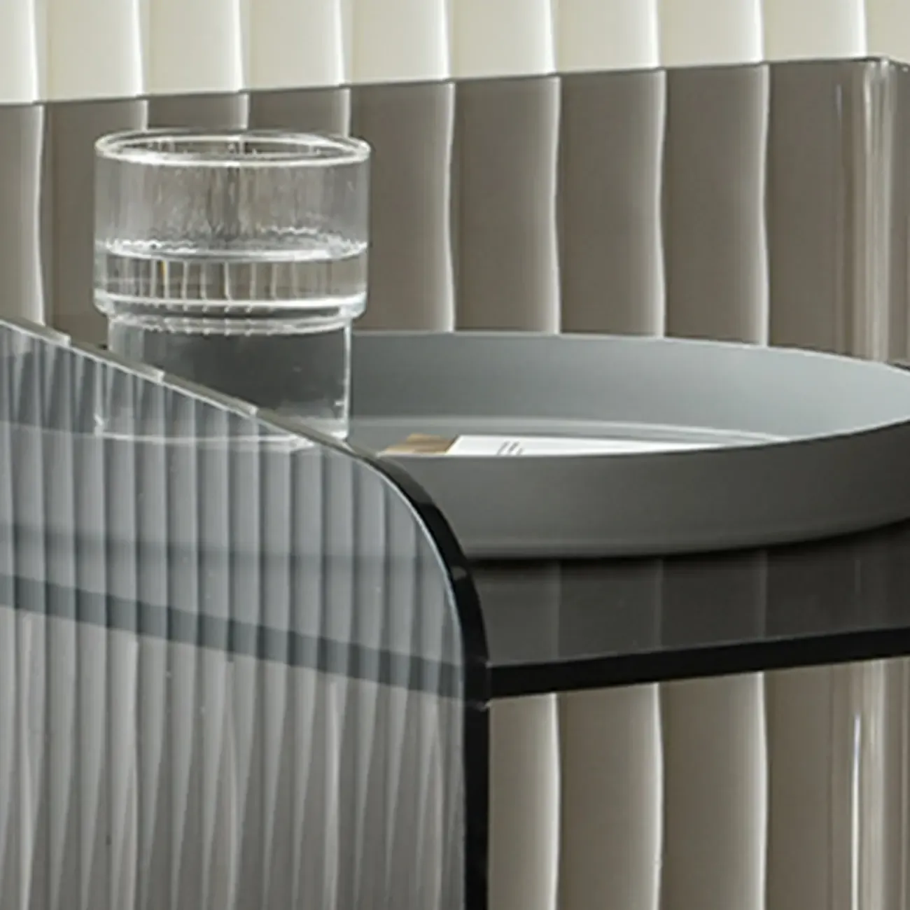 Bedroom Tan Acrylic Open Storage Small Nightstand Image - 6