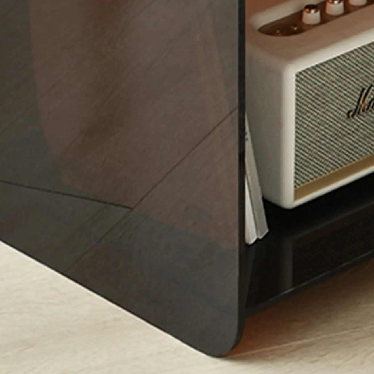 Bedroom Tan Acrylic Open Storage Small Nightstand Image - 9 | homeyfad