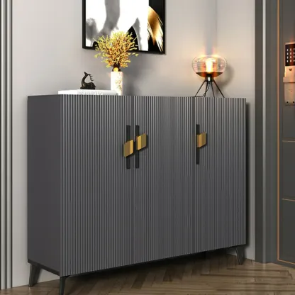 Luxury Grey Wooden Shoe Cabinet for Entryway Image - 1