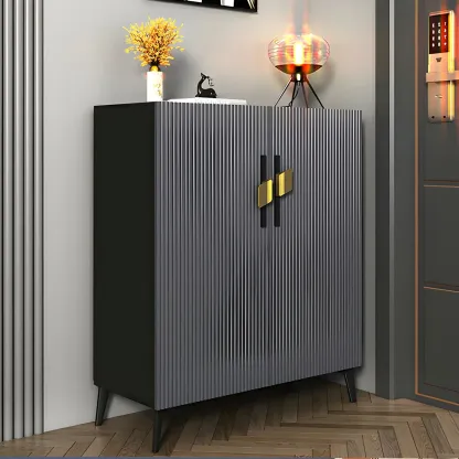 Luxury Grey Wooden Shoe Cabinet for Entryway Image - 4
